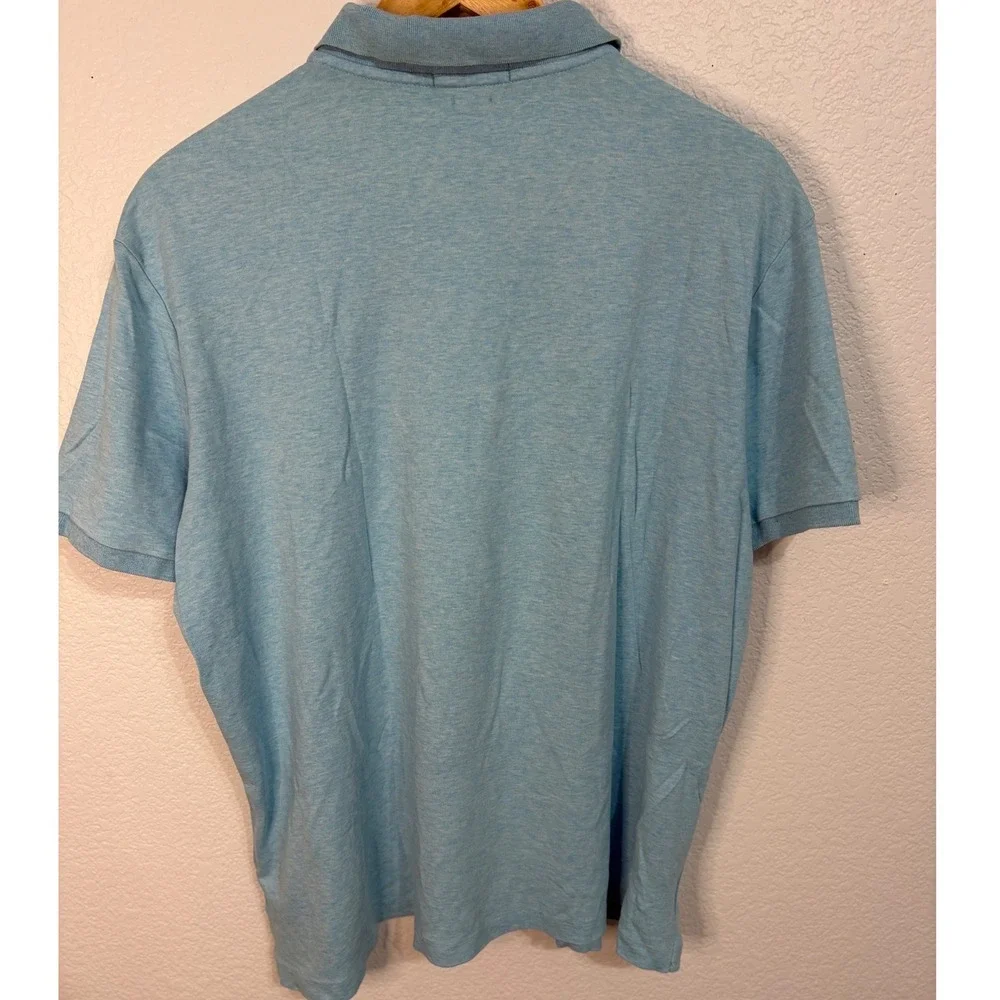 Polo Ralph Lauren Mens Large Blue Heather Classic Fit Short Sleeve Polo Shirt‎